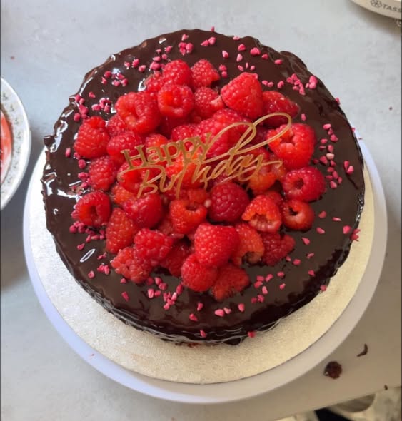 Chocolate raspberry birthday cake