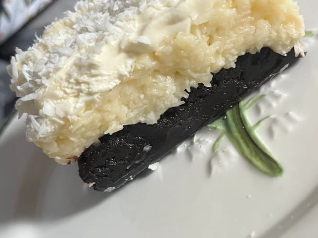 Coconut cream loaded brownie