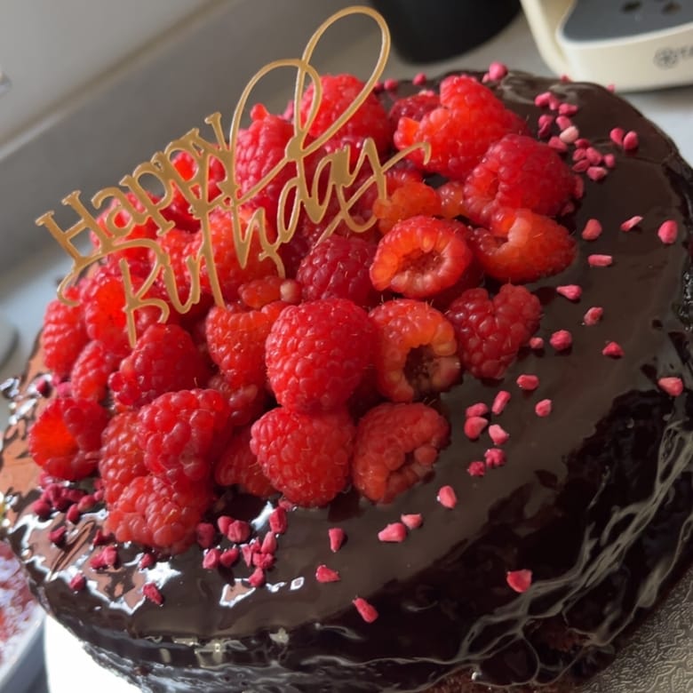 Chocolate raspberry celebration cake